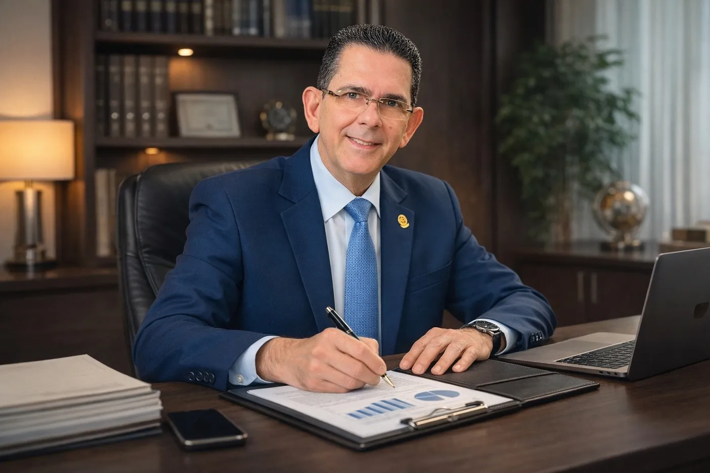 Dr. José Luis Alcalá Rhode en su despacho